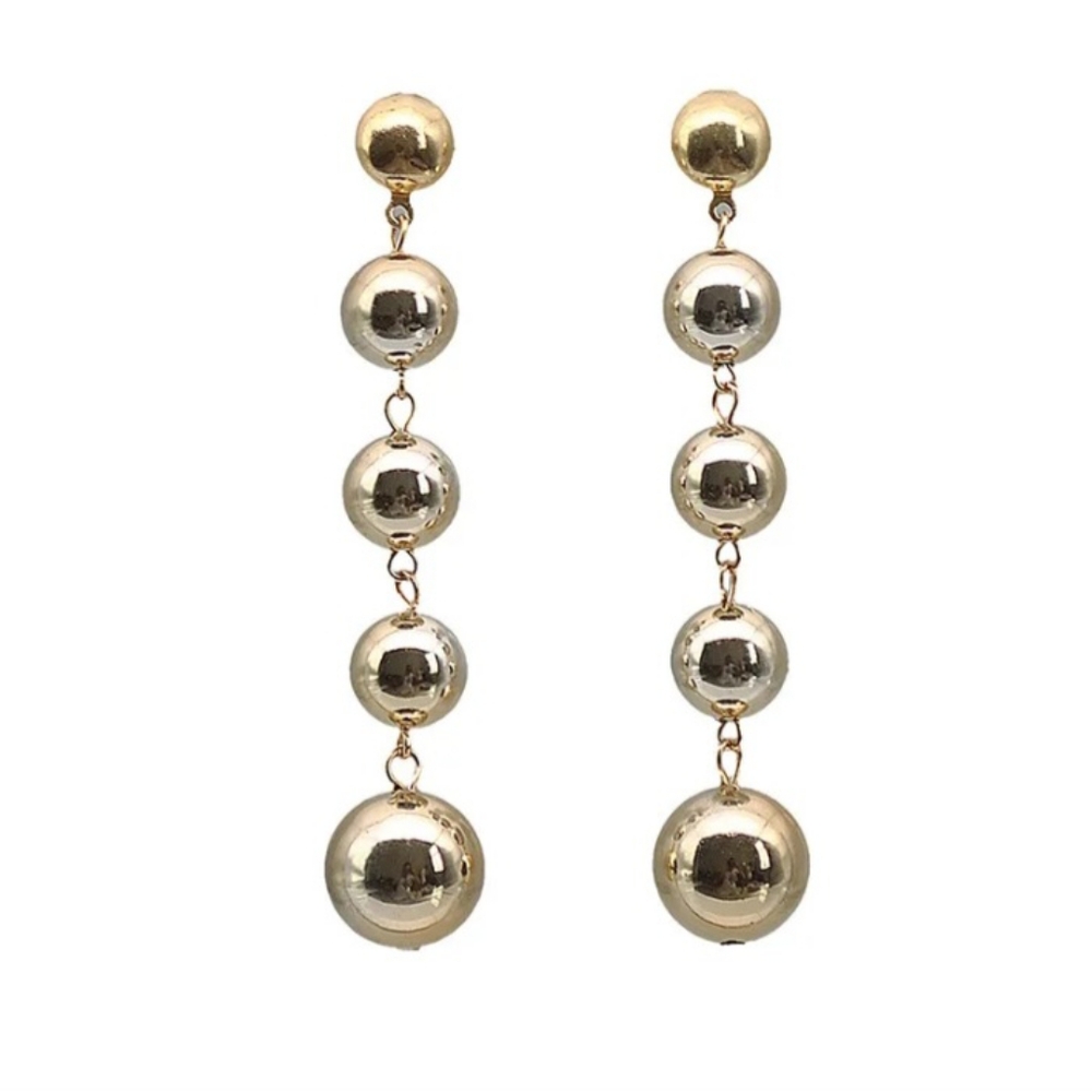 NEW Women Fashion gold balls long earrings - Picture 1 of 4